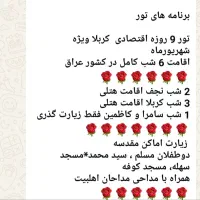 تور کربلا ۹روزه قیمت ۹۳۰۰|تور و چارتر|شیراز, تندگویان|دیوار