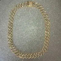 گردنبند چین فول نگین طلایی (استیل)