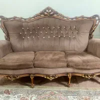 فروش مبل 9 نفره چوب جنس گردو به همراه میز جلو مبلی|مبلمان خانگی و میز عسلی|ری, شهرری|دیوار