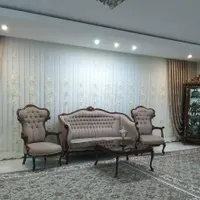 پرده پذیرایی  حریر گلبرجسته ترک و پنل مخمل ترک|پرده، رانر، رومیزی|تهران, سوهانک|دیوار