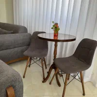 میز چوبی دونفره طوسی
