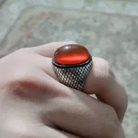 انگشترعقیق سرخ یمنی طوقدار