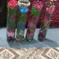 چهارتا گلدان شیشه ای تزیینی|گل مصنوعی|گرگان, |دیوار