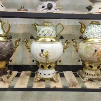 سماورگازی طرح سنگ جلایر استیل با قوری و ارسال