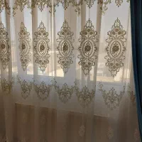 پرده تور ترک سنگ دوزی شده با والان مخمل|پرده، رانر، رومیزی|تهران, بهداشت|دیوار