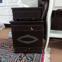 میز تلفن و سطل آشغال و جا دستمال چوبی