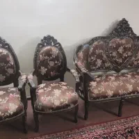 مبل استیل سلطنتی ۷ نفره|مبلمان خانگی و میز عسلی|ابریشم, |دیوار