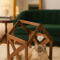 کلبه تمام چوبی تزئینی گربه و سگ