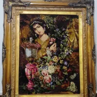 تابلو فرش دستباف با قاب چوبی چله ابریشم