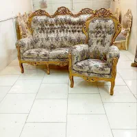 مبل سلطنتی 9نفره مدل دوسر گل تمام چوب