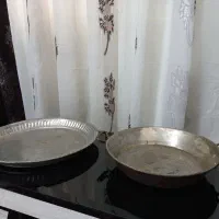ماهی تابه ماهیتابه مسی و سینی مسی قدیمی باهم۷/۵۰۰ت