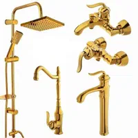 ست ۶ پارچه شیرالات کروم و طلایی مات با علم شیپوری|مصالح و تجهیزات ساختمان|تبریز, |دیوار