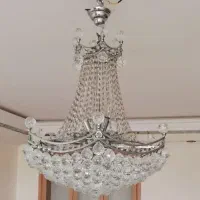 لوستر کریستال مجلسی نقره ای|لوستر و چراغ آویز|اصفهان, خانه اصفهان|دیوار