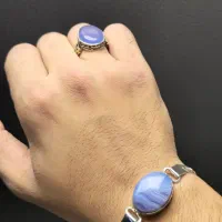 ست دستبند و انگشتر عقیق کبود