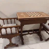 میز و صندلی شطرنج تمام چوب