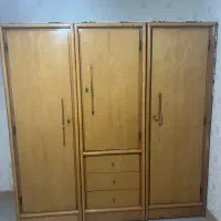 کمد سه تکه تمام چوب و دراور با اینه