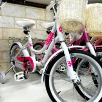 دوچرخه دخترانه فانتزی با طراحی صورتی و سبد حصیری