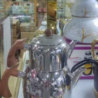 کتری قوری استیل طرح ترک دسته چوب