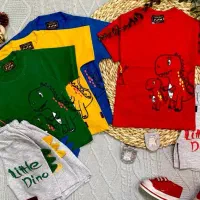 تیشرت شلوارک پنبه دایناسوری تیکه دوزی- عمده