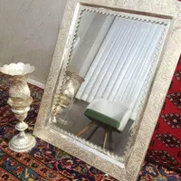 آیینه شمعدان برنج ابکاری نقره|آینه|پردیس, فاز ۱|دیوار