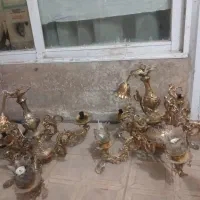 دوعدد لوستر طلایی|لوستر و چراغ آویز|مشهد, کوه سنگی|دیوار