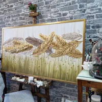 تابلو نقاشی فوق برجسته پرهای طلایی|تابلو، نقاشی، عکس|تهران, عباس‌آباد|دیوار