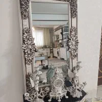 آینه شمعدان و کنسول همراه با ساعت