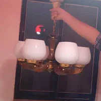 فروش لوستر چوبی ۵ شعله و دیوارکوب|لوستر و چراغ آویز|رشت, پارک شهر|دیوار