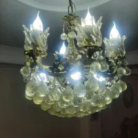 یک جفت لوستر برنزی ۱۰ شعله سرپیچ شمعی