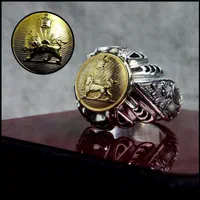 سر دکمه برنزی شیر و خورشید رکاب قلمزنی خجسته|بدلیجات|تهران, آسمان|دیوار