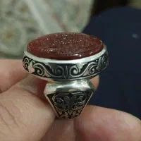 عقیق یمن سرخ با رکاب دست ساز