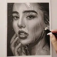 نقاشی سیاه قلم و مدادرنگی