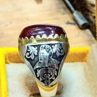 انگشتر یاقوت با تصویر رهبر شهید