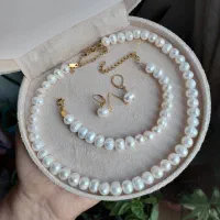 سرویس مروارید طبیعی اصل دریا گردنبند دستبند