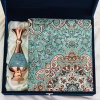 پک هدیه ترمه و گلدان فیروزه کوبی صنایع دستی