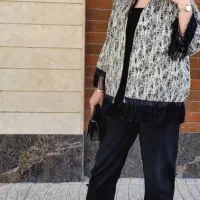 کت ژاکارد ریش دار