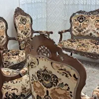 مبل ۷ نفره چوب گردو عتیقه آنتیک قدیمی در حد نو