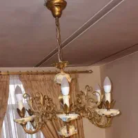 یک جفت لوستر برنز با تزئین چینی  سرامیک ایتالیایی