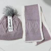 ست کلاه و شال گردن بافت داخل خز دار