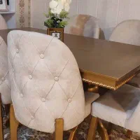 میزناهارخوری ۶ نفره طلایی طرح چستر (با تخفیف ویژه)|میز و صندلی غذاخوری|بستان آباد, |دیوار