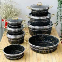 قابلمه 14پارچه ماربل گلدانی لیومکس (۶قابلمه+۲تابه)|ظروف پختوپز|مشهد, هفت تیر (آب و برق)|دیوار