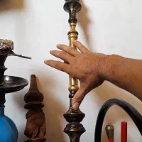 قلیون تمام برنجی حکاکی شده|صنایع دستی و سایر لوازم تزئینی|اهواز, فرهنگ شهر|دیوار