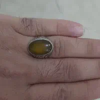 انگشتر نقره عقیق زرد حکاکی شرف الشمس
