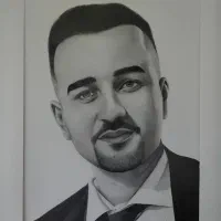 نقاشی چهره سیاه قلم تولد کادو|تابلو، نقاشی، عکس|ابریشم, |دیوار