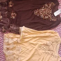 شومیز مجلسی حریر طرحدار فقط سایز لارج