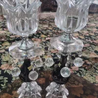 یک جفت شمعدان کریستال