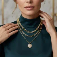 گردنبند سه لاین مشابه طلا