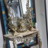 کنسول و آینه و شمعدان آلومینیوم طرح برنز