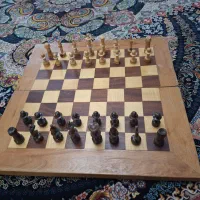 شطرنج و تخته نرد تاشو چوبی قدیمی
