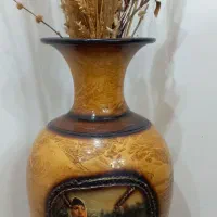 گلدان(کوزه سفالی)تزئینی همراه گلهای خشک